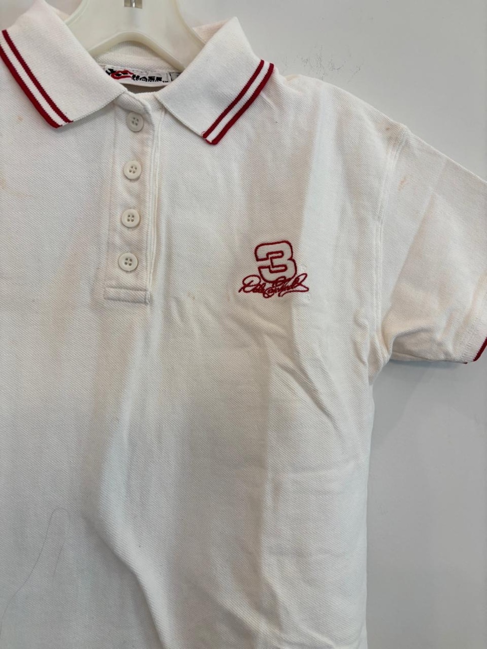 Dale Earnhardt #3 Chase Authentics Polo Shirt White NASCAR Size S Vintage #N09